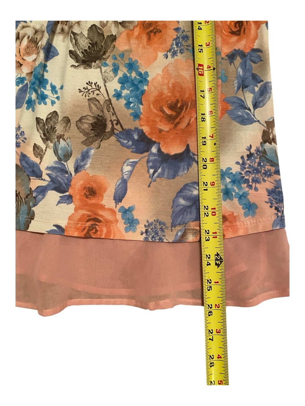 NAIF Peach and Blue Floral Cold-Shoulder Blouse, Size Small - Picture 8 of 8